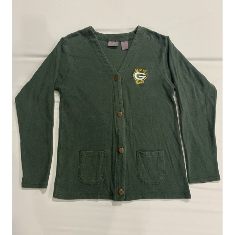 Green Bay Packers Women's Button Up Cardigan With Pockets Green XL P2